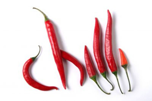Chillies arranged to spell the word "Chilli"