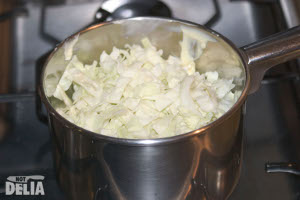 White cabbage, prepared and ready for cooking