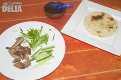 Ingredients for Not Crispy Aromatic Duck laid out ready for assembly