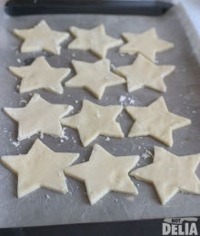 A baking tray of Jane's biscuits before baking