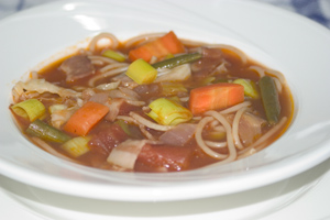 A bowl of minestrone soup