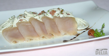 Smoked marlin with palm heart salad and lemon oil dressing