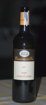 A bottle of Casanova di Nero red wine