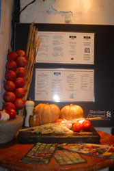 Menu display outside Ecco Italian restaurant, Lebuh Chulia, Georgetown, Penang, Malaysia