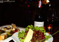 Salad, antipasto and wine at Zaks Wine Pub