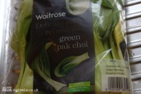 A bag of pak choi from Waitrose, with yellowing leaves